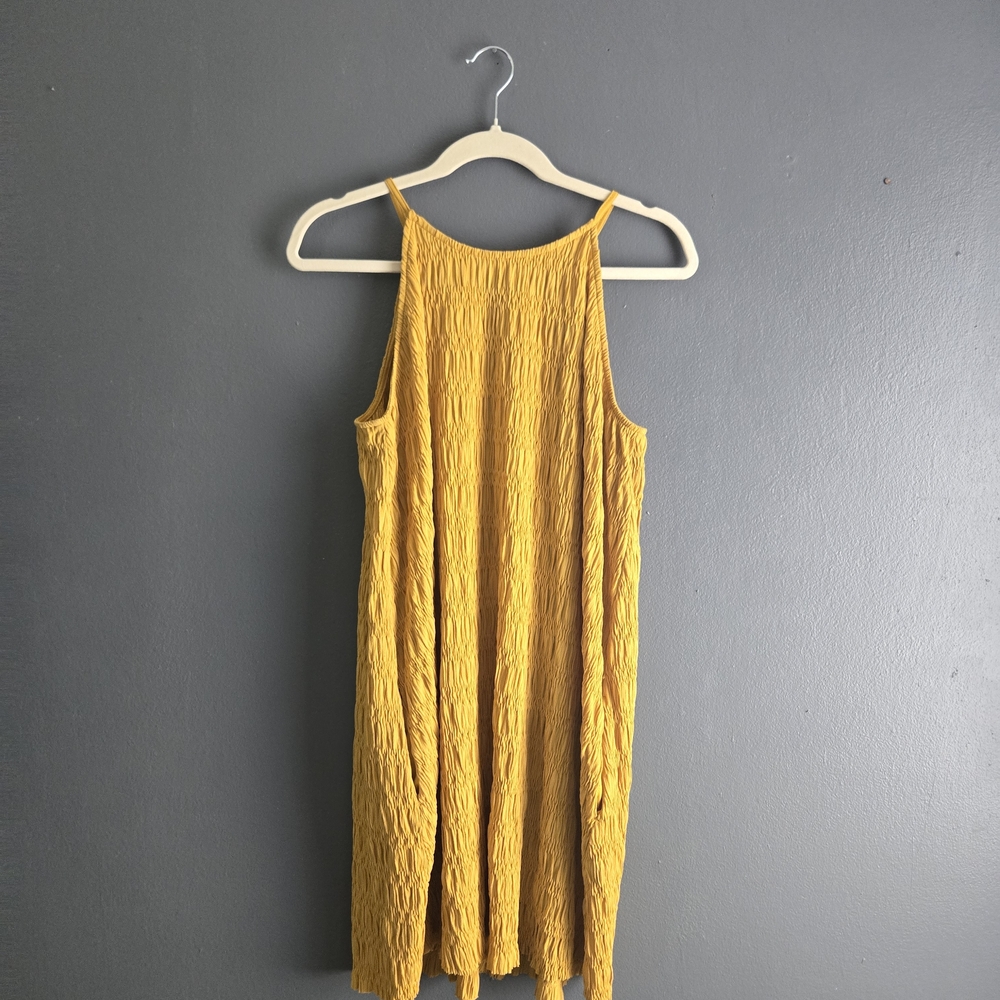 Cato Smocked Sleeveless Halter Midi Pocket Dress Large